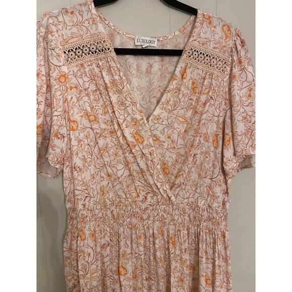 Luxology Wrap Top Popover Flutter Sleeve Knee Length Dress 2X Fall Autumn Casual - Picture 10 of 10